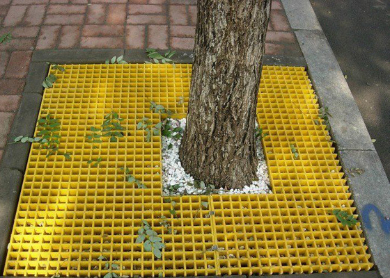 China Reja plástica moldeada del piso de la fibra de vidrio para la aprobación del SGS del color del amarillo del árbol proveedor