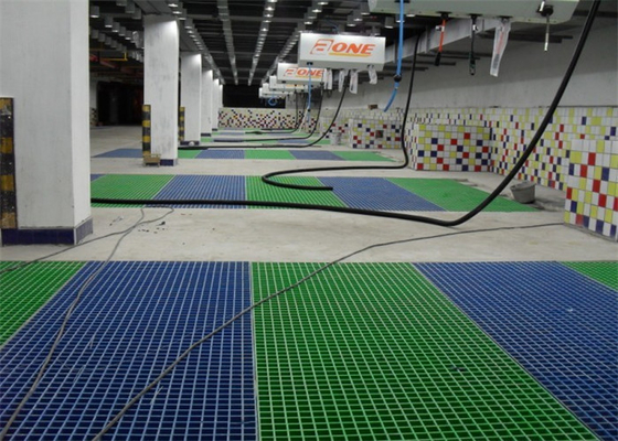 Lavados de coches malla de pasarela de fibra de vidrio, grates de drenaje de fibra de vidrio fáciles de limpiar