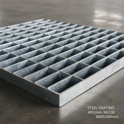 Hot-DIP Galvanized 40X3mm 800X1600mm Steel Grating for Industrial Drain Covers and Walkways