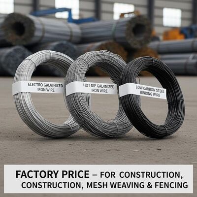 Alambre de hierro galvanizado en caliente con recubrimiento de zinc de 50-150 µm para construcción y cercado fabricado con acero de bajo carbono