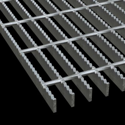 Welded Bar Grating Metal Serrated Drainage Toothed HDG Steel Serrated Floor Gratings