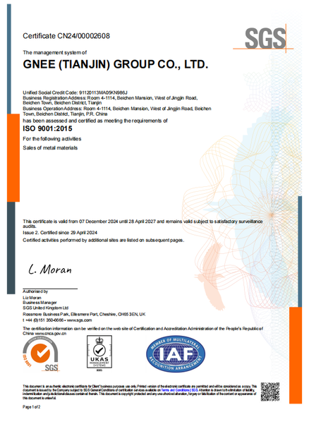 China Gnee Steel (tianjin) Co., Ltd certificaciones